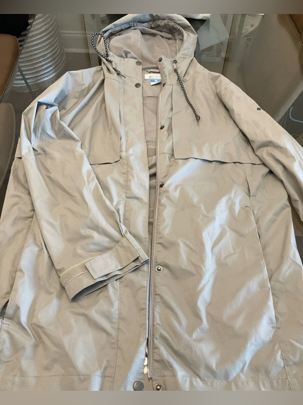 Columbia Sportswear Rain Wind Jacket With Hood Beige